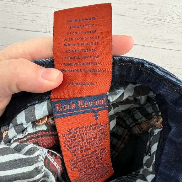 Rock Revival Dark Wash Chavo Slim Straight Jeans Size 40 - Picture 10 of 10